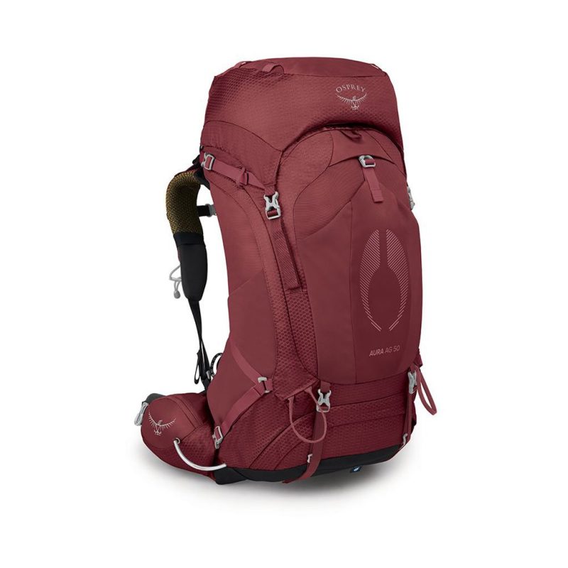 کوله کوهنوردی زنانه 50 لیتر آسپری مدل AURA AG زرشکی